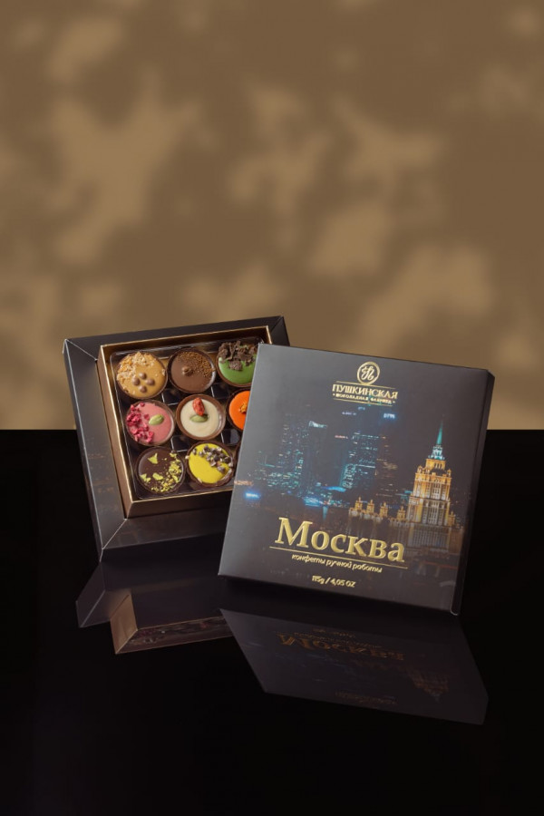 №1 Пушкинская фабрика Конфеты Ассорти (Москва), 115г(чёрная коробка) в Новом Уренгое