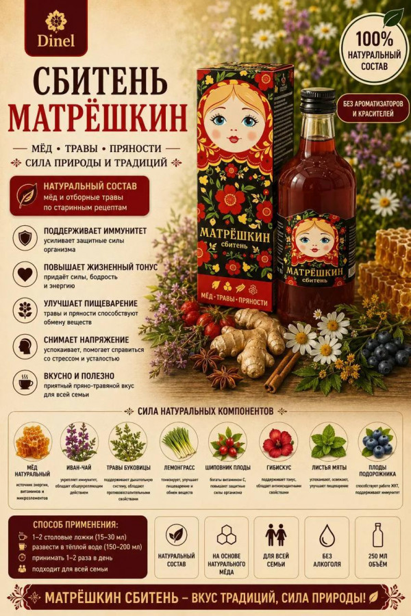 №2 Сбитень Матрёшкин, 250мл  в Новом Уренгое