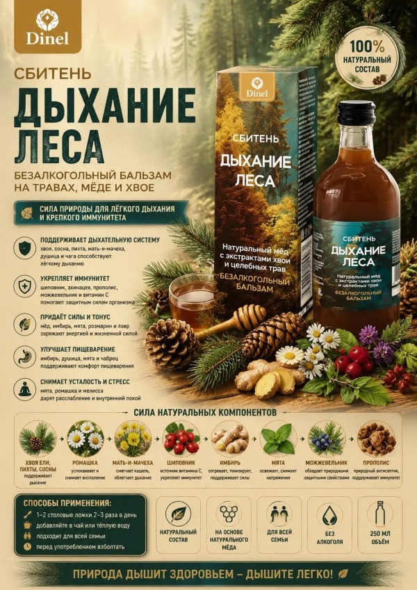 №2 Сбитень Дыхание леса, 250мл  в Новом Уренгое